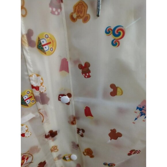 Disney XS Sheer Rain Jacket With Red Drawstring Hood & Snap Buttons Featuring Mi - Picture 6 of 8